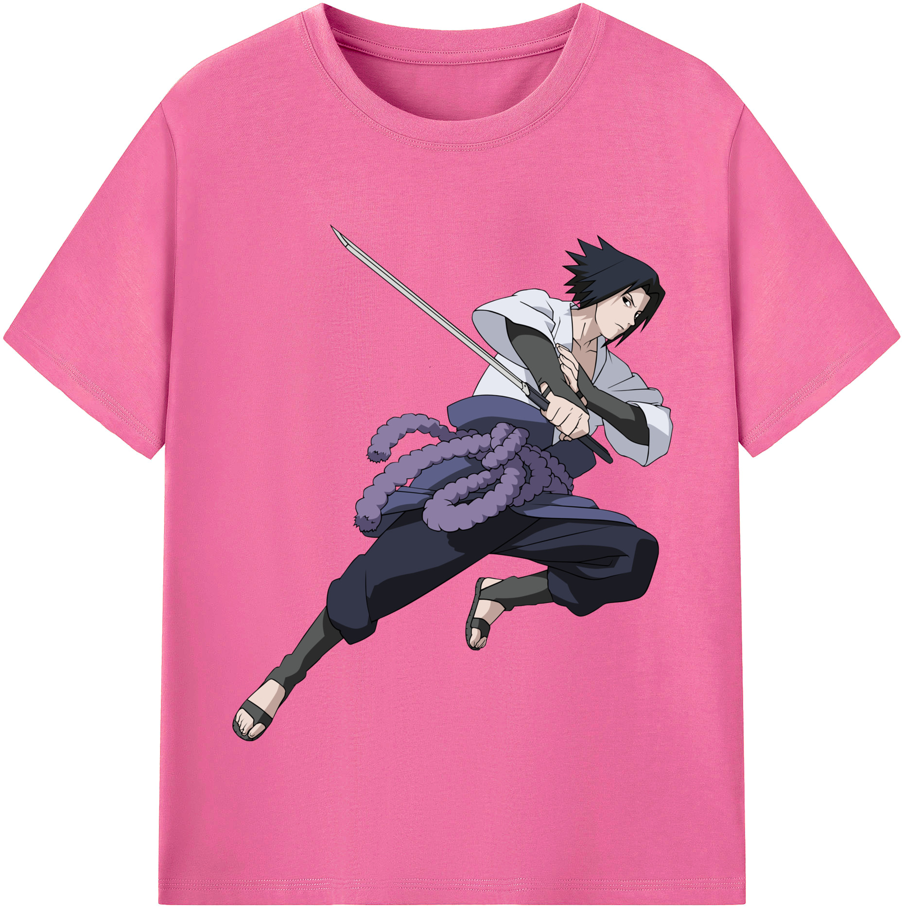 （画像用） NARUTO -ナルト- うちは サスケ Uchiha Sasuke レディースカジュアルプリントTシャツ（綿100％）